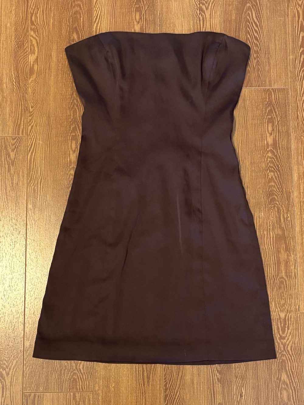 Strapless Brown Satin Cocktail Dress